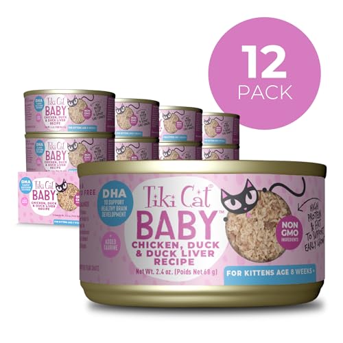 Tiki Pets Baby mousse y tiras de pollo-pato, textura suave