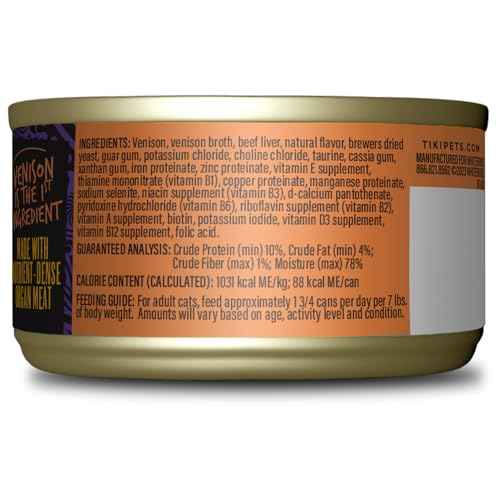 TIKI PETS paté de ciervo con hígado, nutriente denso para una dieta equilibrada.
