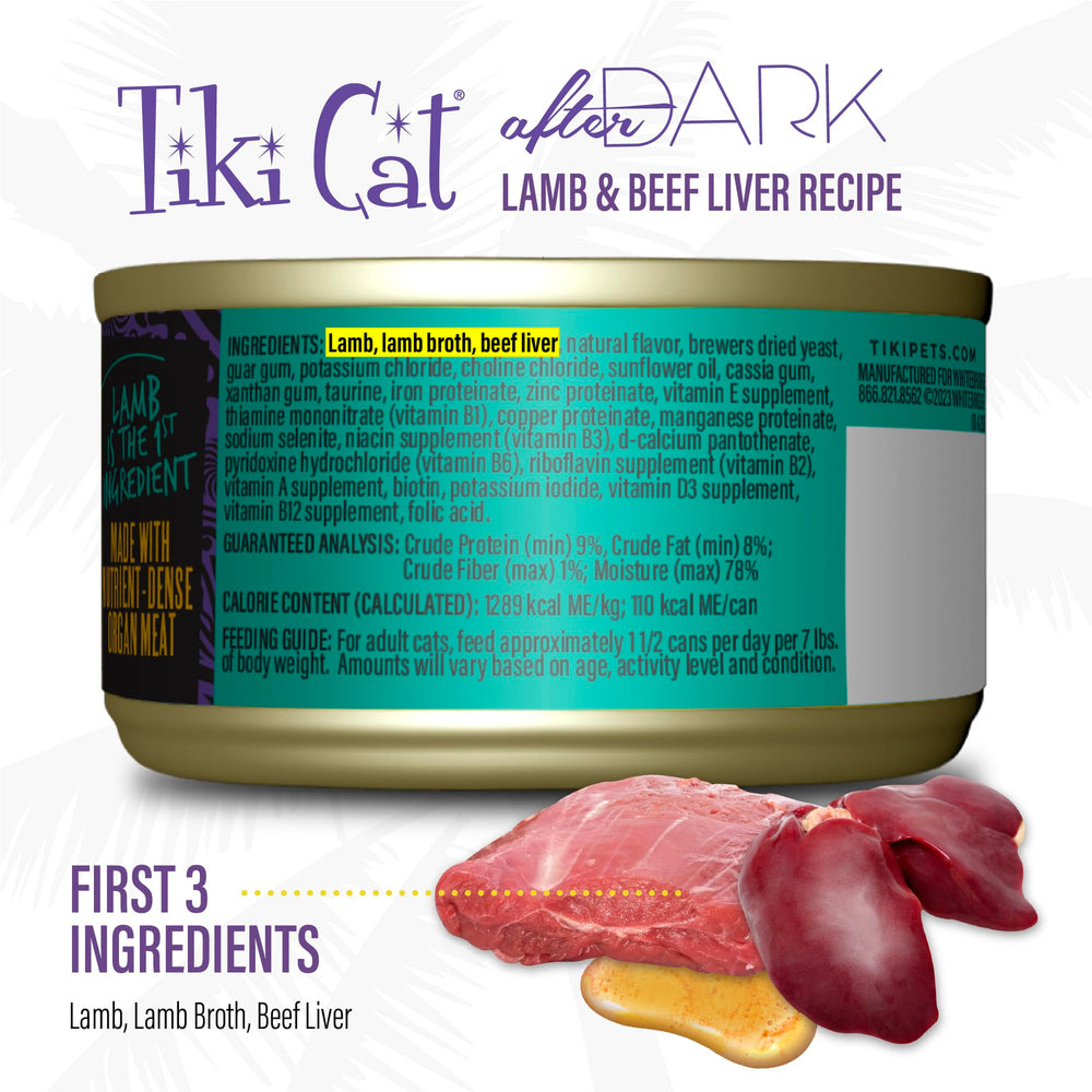 TIKI PETS Después de la Noche Paté, primer ingrediente cordero para proteínas
