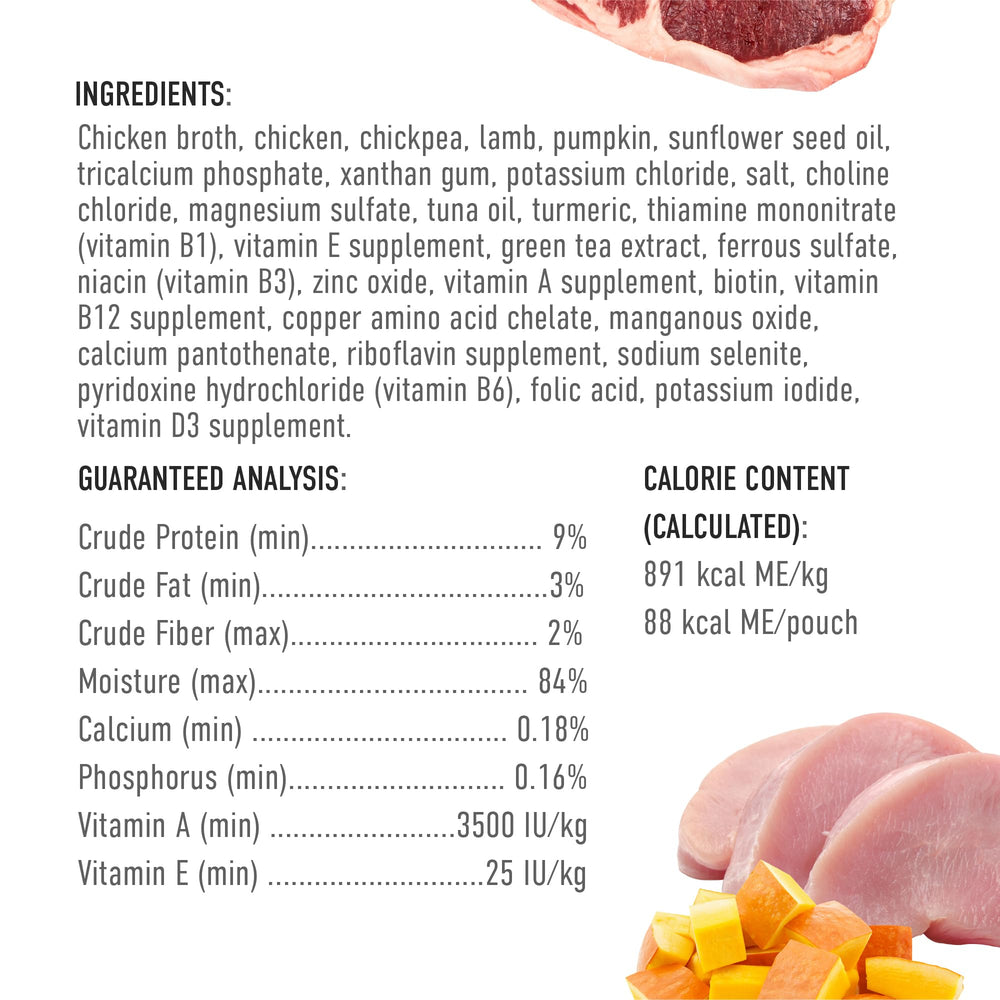 Porciones individuales de 99 g para cada comida.