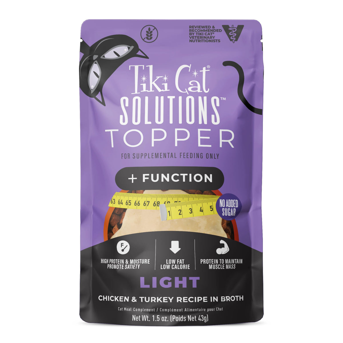 Tiki Cat Solutions Topper Light, caldo de pollo y pavo para saciedad y humedad.