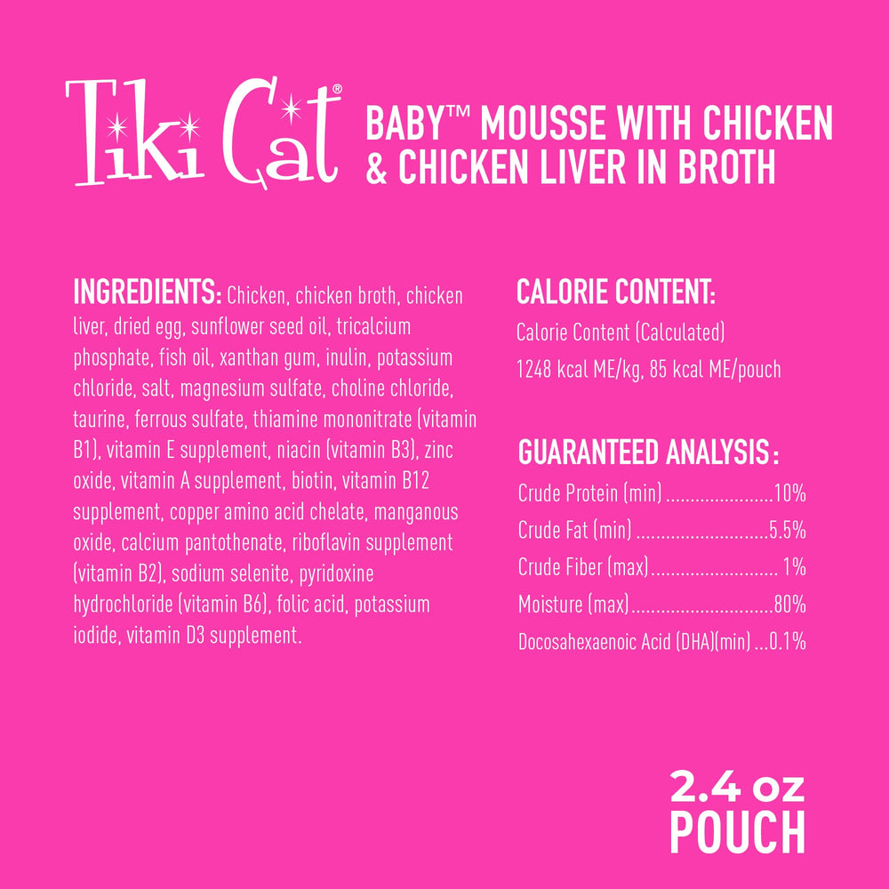 TIKI PETS Tiki Cat Baby Mousse: caldo de pollo real para sabor