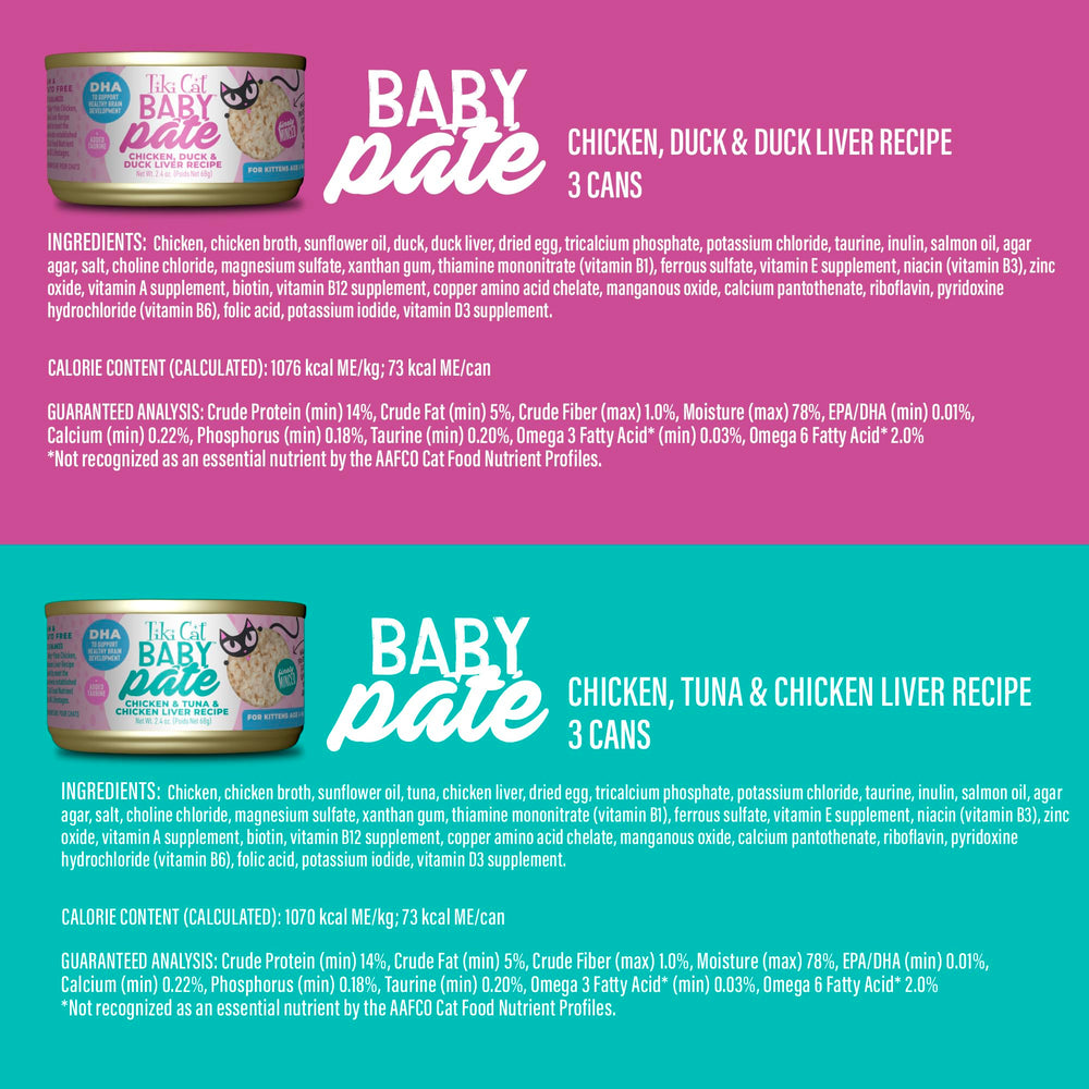 Tiki Cat Baby Pate variedad de sabores para gatitos