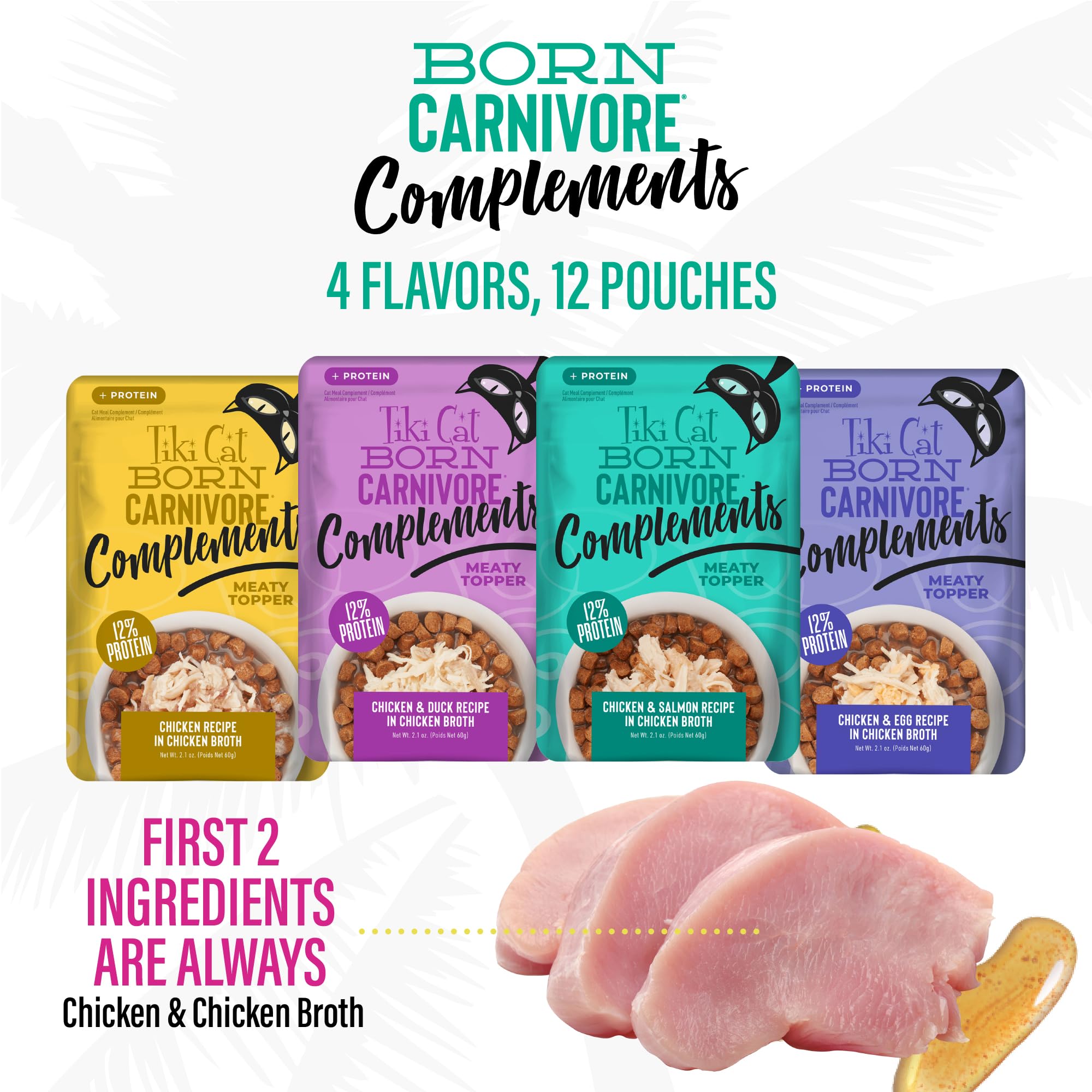 TIKI PETS Tiki Cat Born Carnivore Complements, alto contenido proteico en cada porción