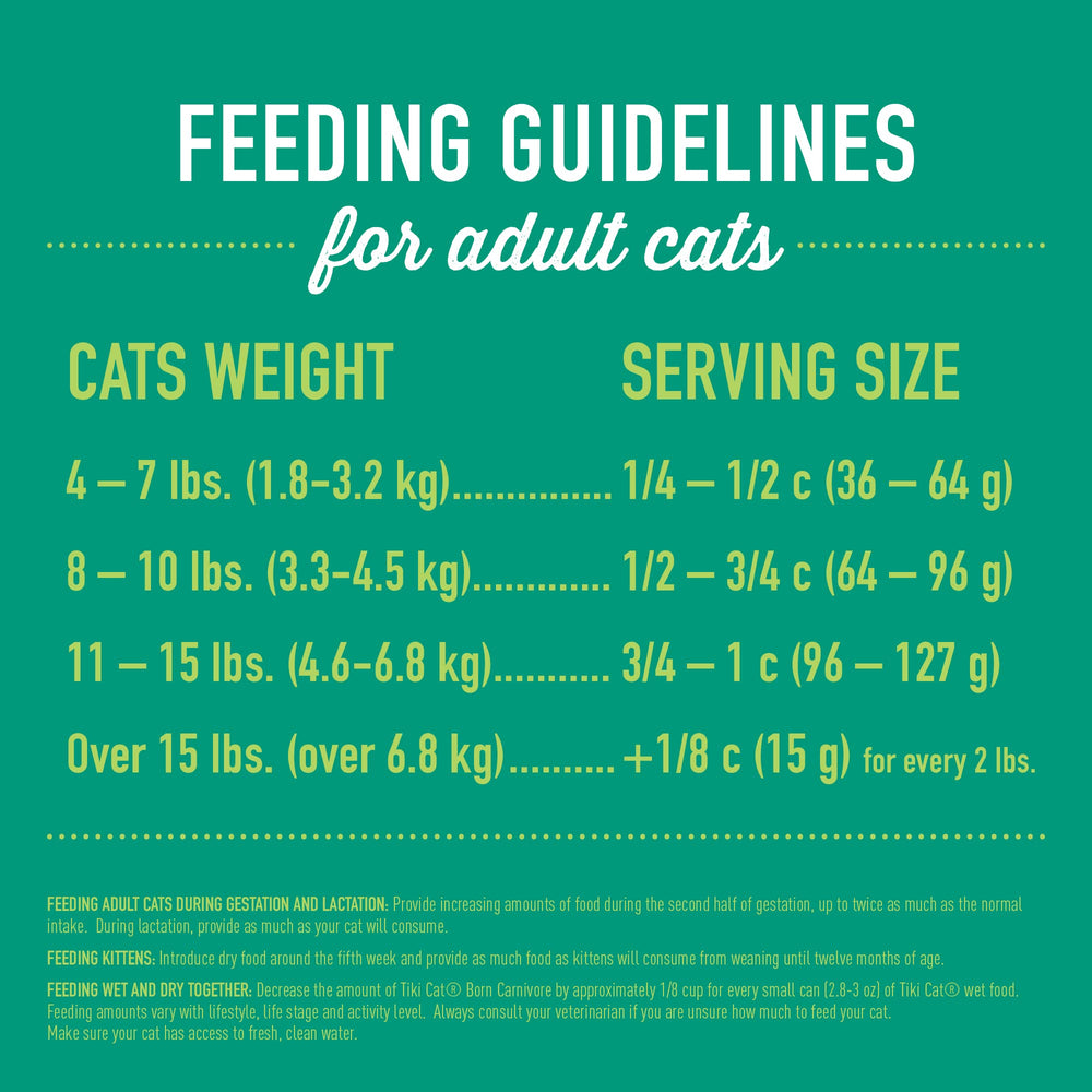 Tiki Cat Born Carnivore Indoor Health, taurina añadida para apoyo general.