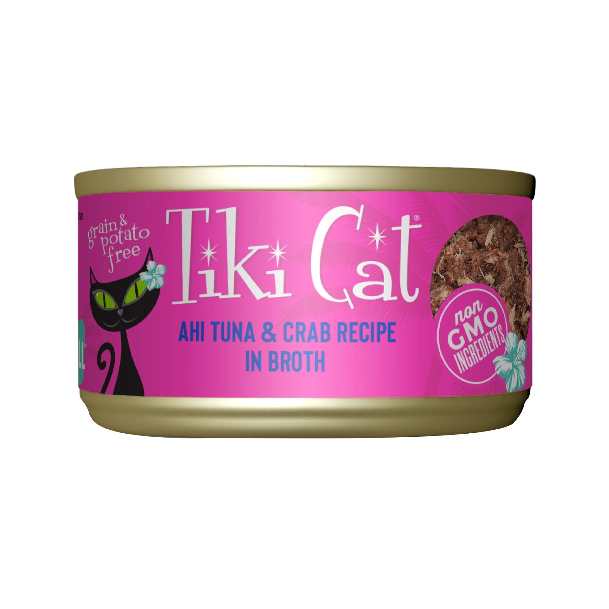 Tiki Cat Grill de TIKI PETS, lata-ahi-atun-cangrejo, ideal para sabor intenso y humedad.