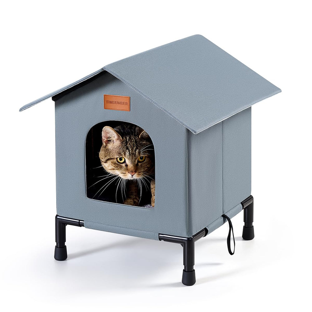 TIMSUNBER casa-gato-aislada-exterior gris: refugio cálido para gatos al exterior.