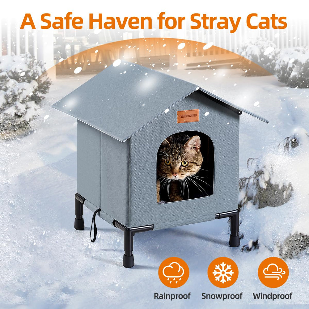 TIMSUNBER techo-impermeable gris: protección contra lluvia y nieve para el refugio felino.