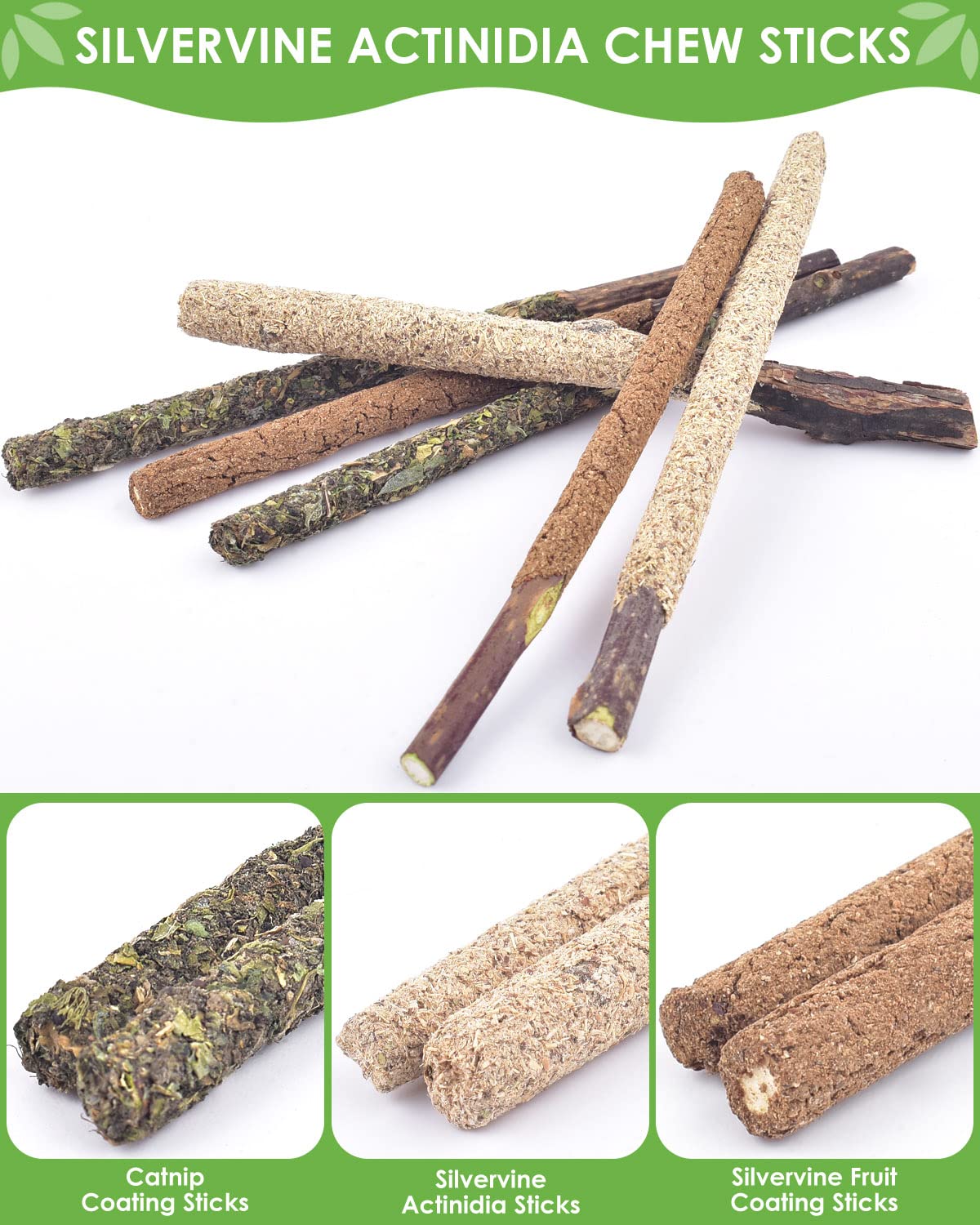 Palitos de matatabi para aumentar el apetito y apoyar la digestión en gatos.