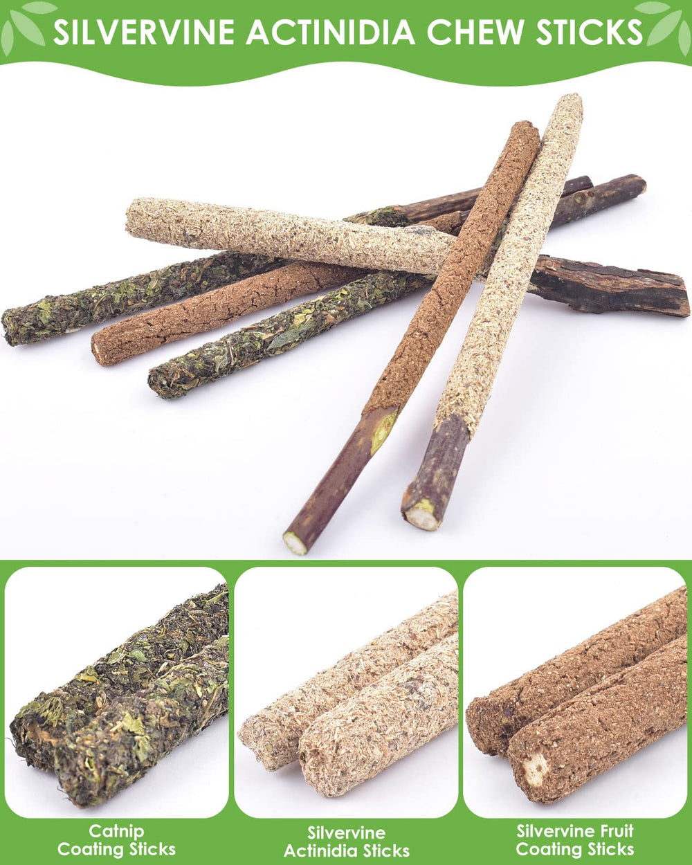 Palitos de matatabi para aumentar el apetito y apoyar la digestión en gatos.