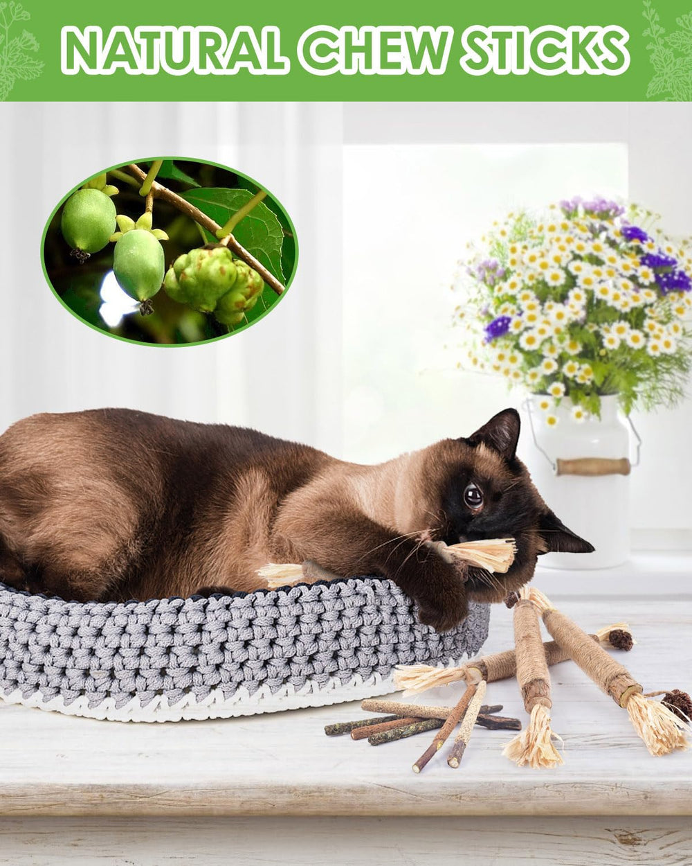 Palitos matatabi para gatos, ideal para masticadores intensos y juego interactivo.