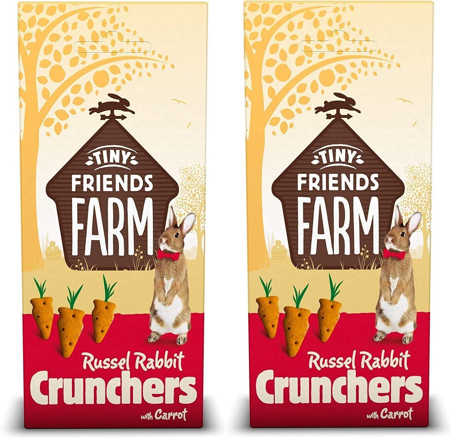 Russel Rabbit Crunchers de Tiny Friends Farm con zanahorias, snack crujiente para recompensa diaria.