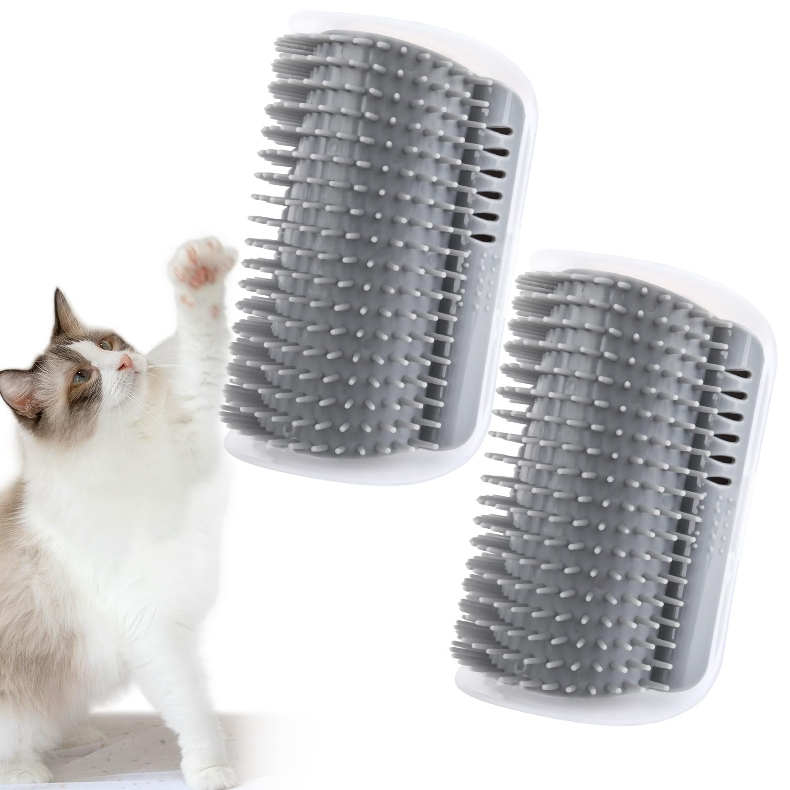 Tiny Pets: cepillo para autocepillado de gatos en esquina de pared, facilita el cuidado diario.