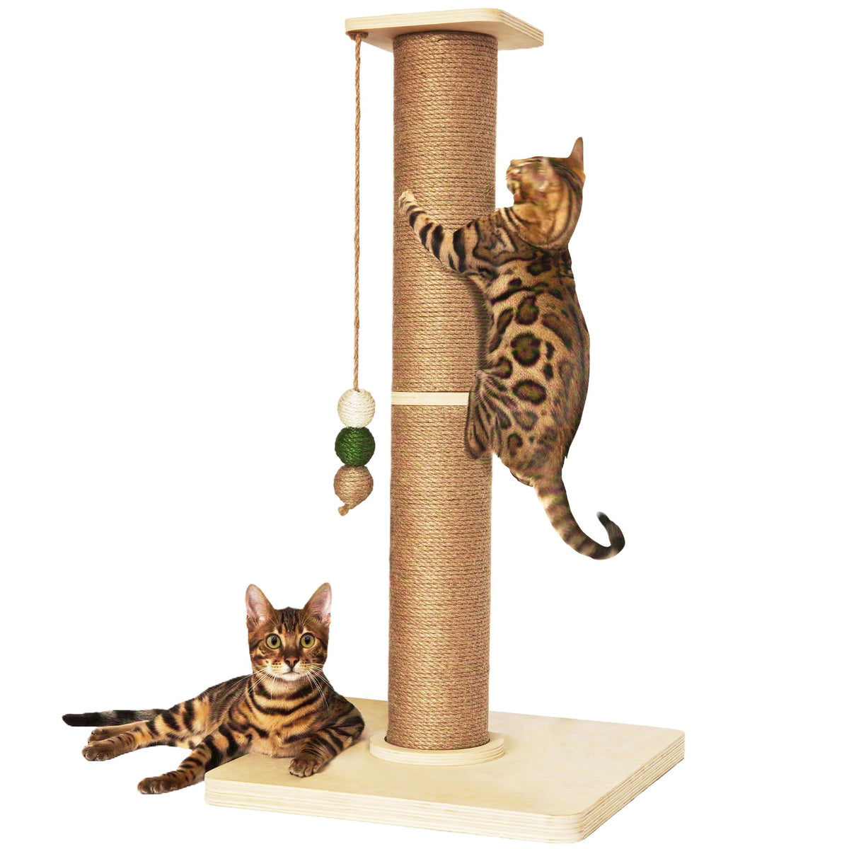 TinyBeast poste rascador de madera de 35 pulgadas para estiramiento y juego diarios