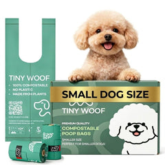 Tiny Woof bolsas de heces para perros con asas; tamaño pequeño para razas mini.