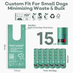 Tiny Woof bolsa con asa integrada facilita atar y desechar de forma higiénica.