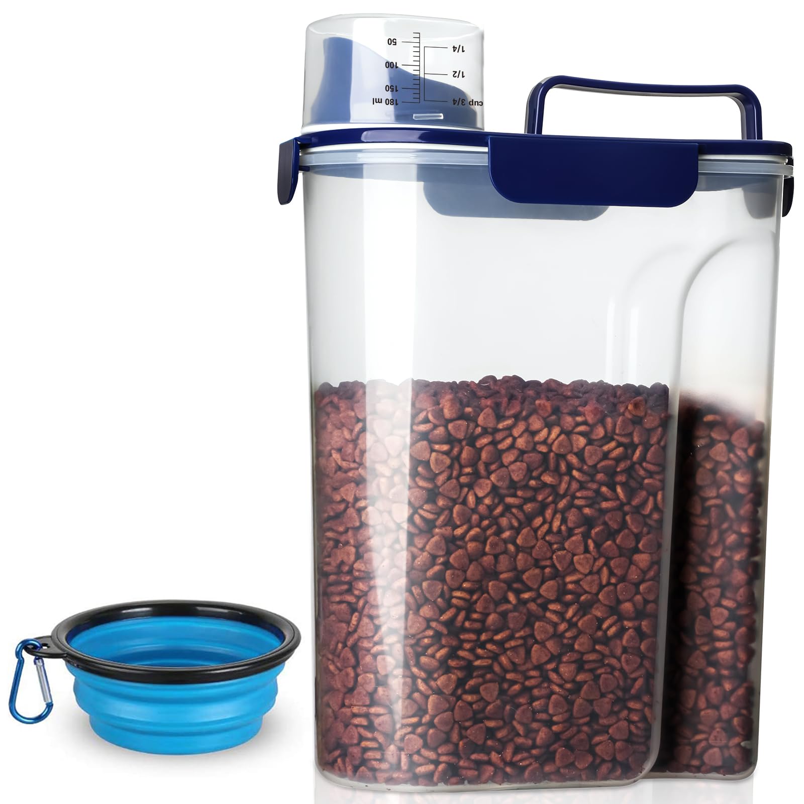 TIOVERY almacenamiento de comida para perros 6qt frente, fácil ver cantidad.
