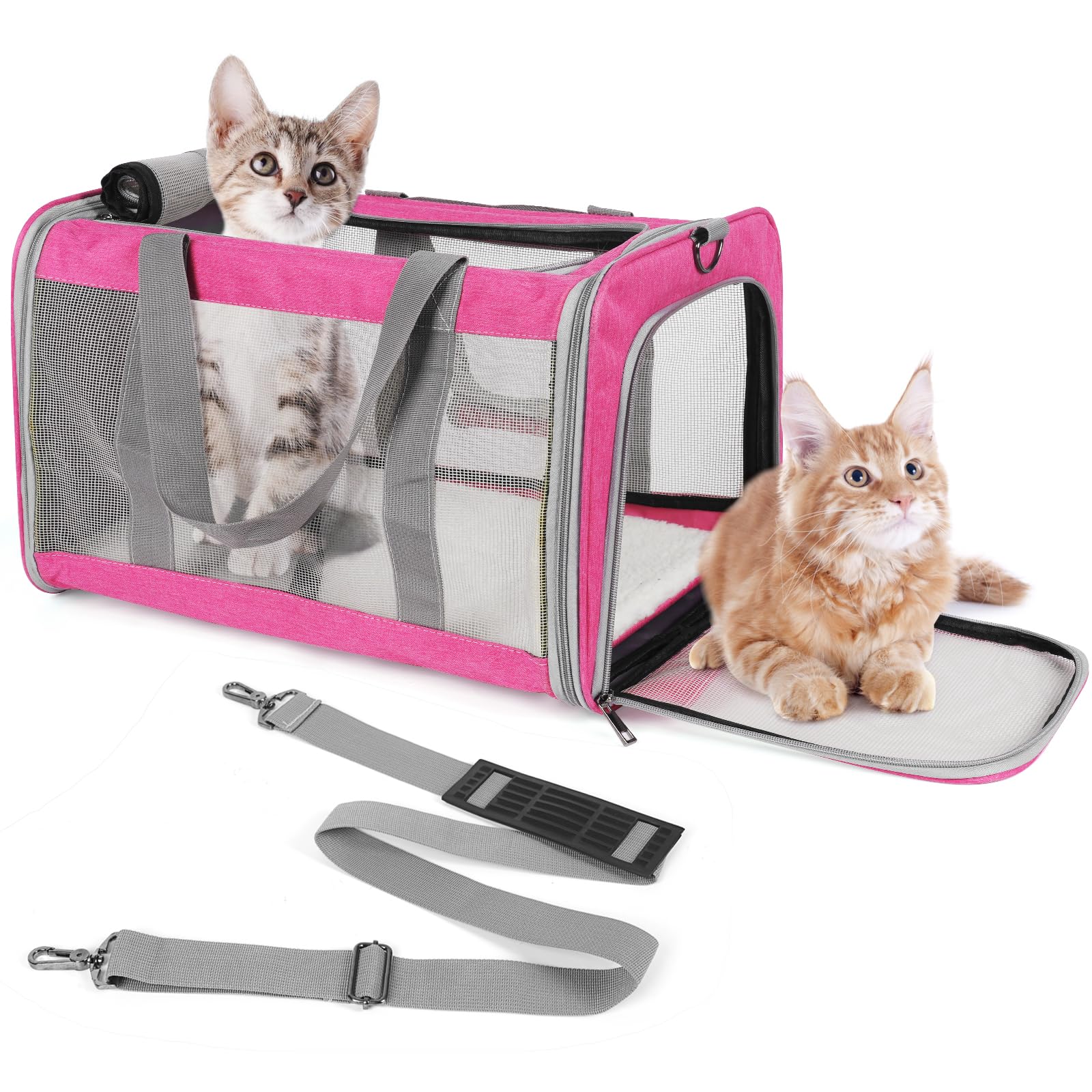 TIYOLAT carrier para gato grande en rosa, transporte cómodo y seguro