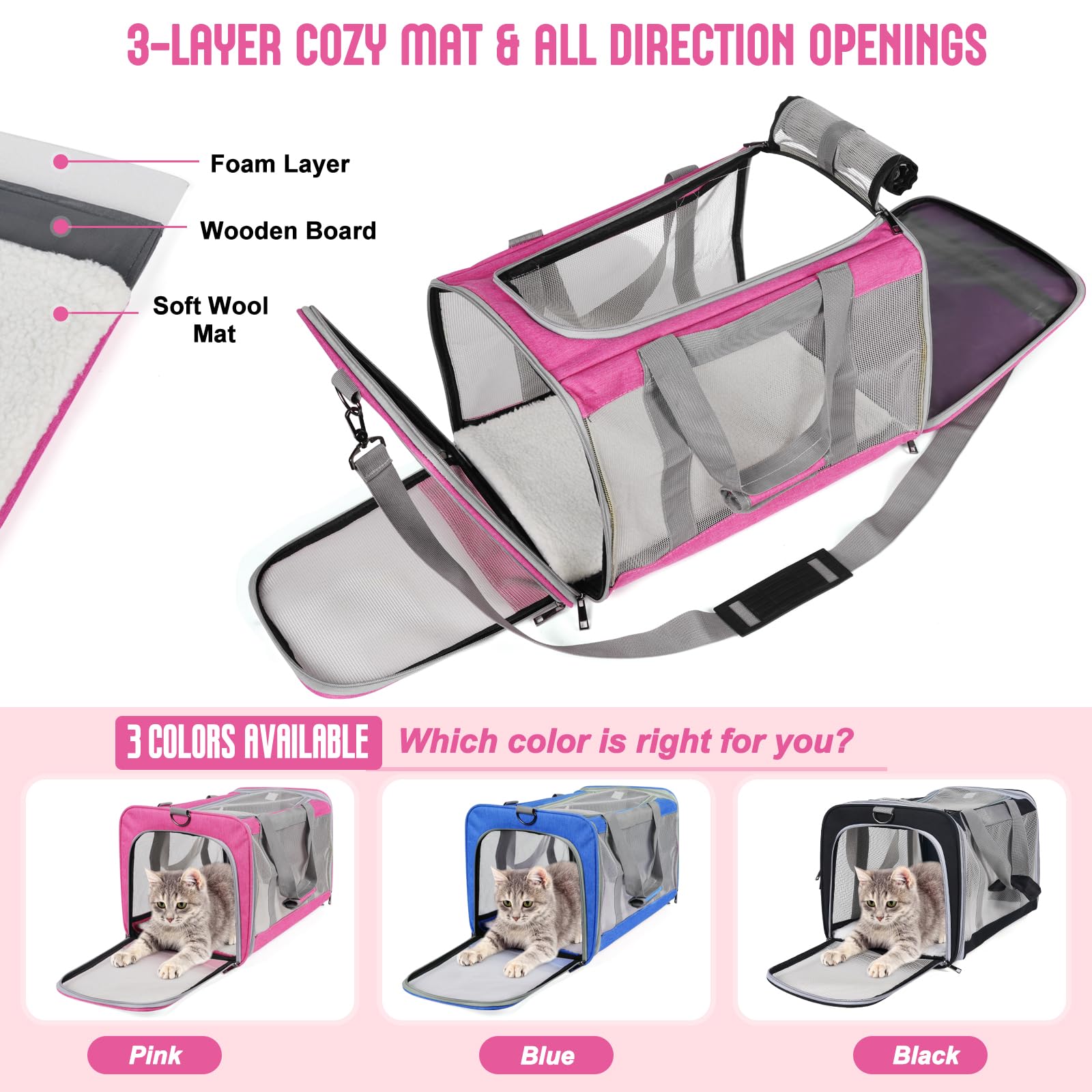 TIYOLAT carrier con asa y correa ajustable para viajar