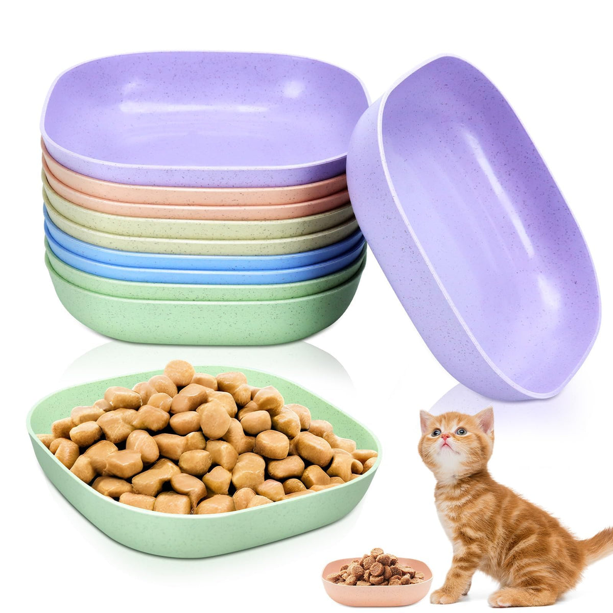 TKOnline tazón gatos plástico rosa, ideal para comida húmeda y agua diaria.