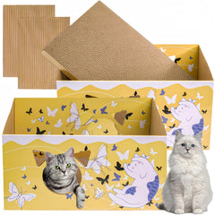 Caja rasca-gato de cartón Tlence con doble cara para rascar y descansar