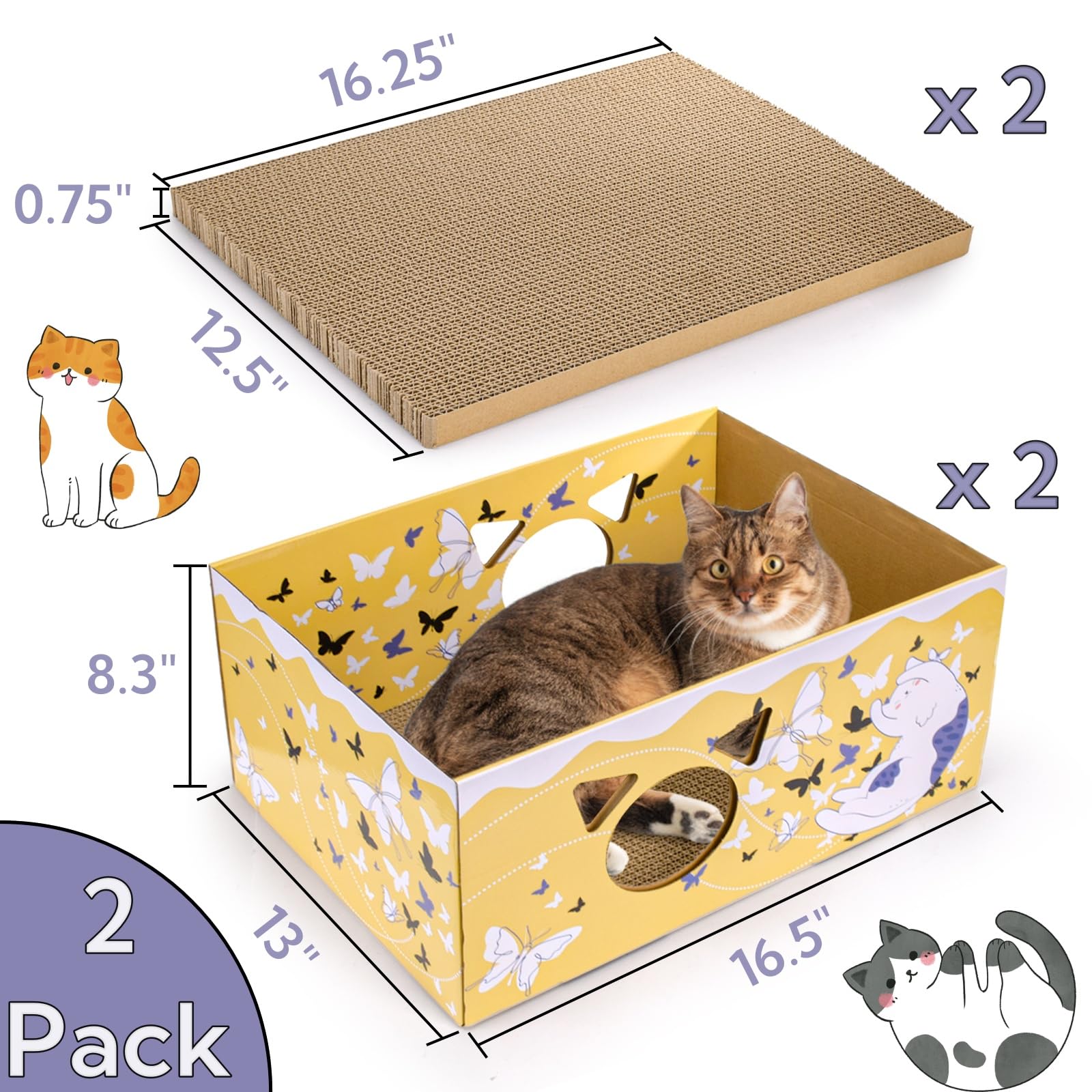 Cama rasca-gato Tlence cartón 16.5 pulgadas ideal para gatos grandes