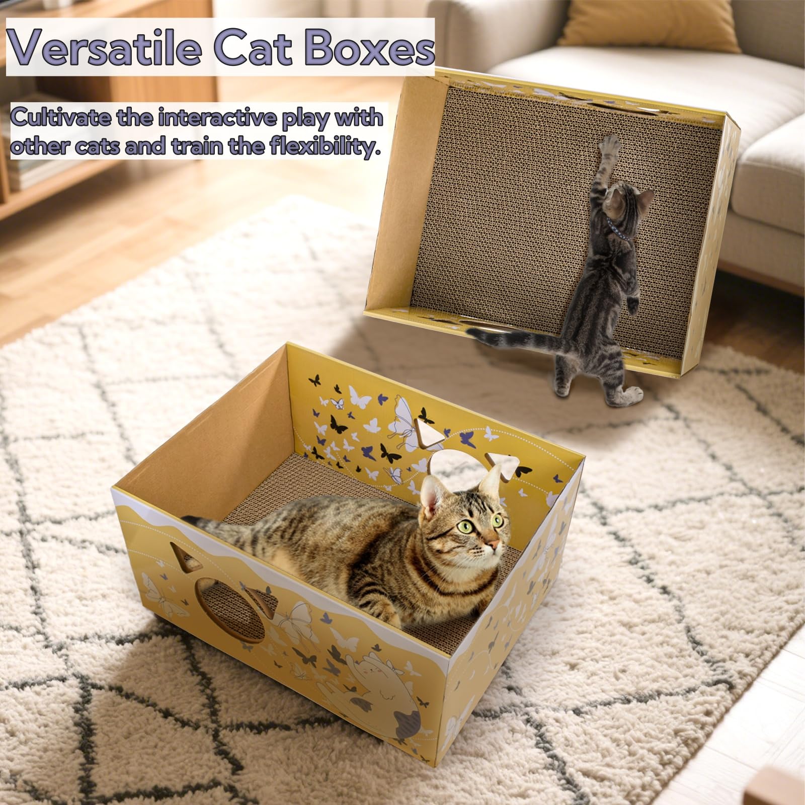 Paquete de dos cajas con tapete reversible Tlence para rascar