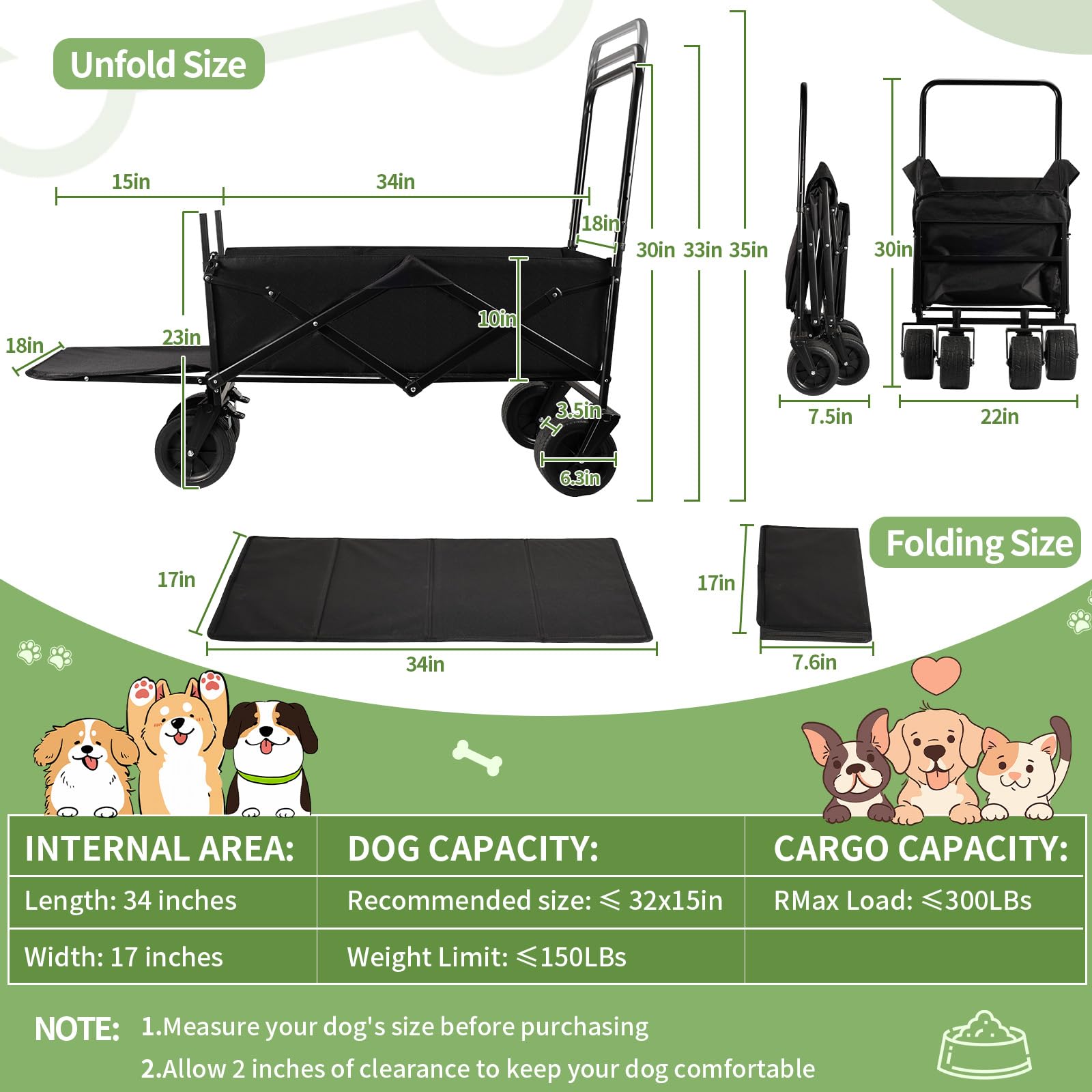TNELTUEB carrito para perros grandes interior amplio para mascotas de gran tamaño.