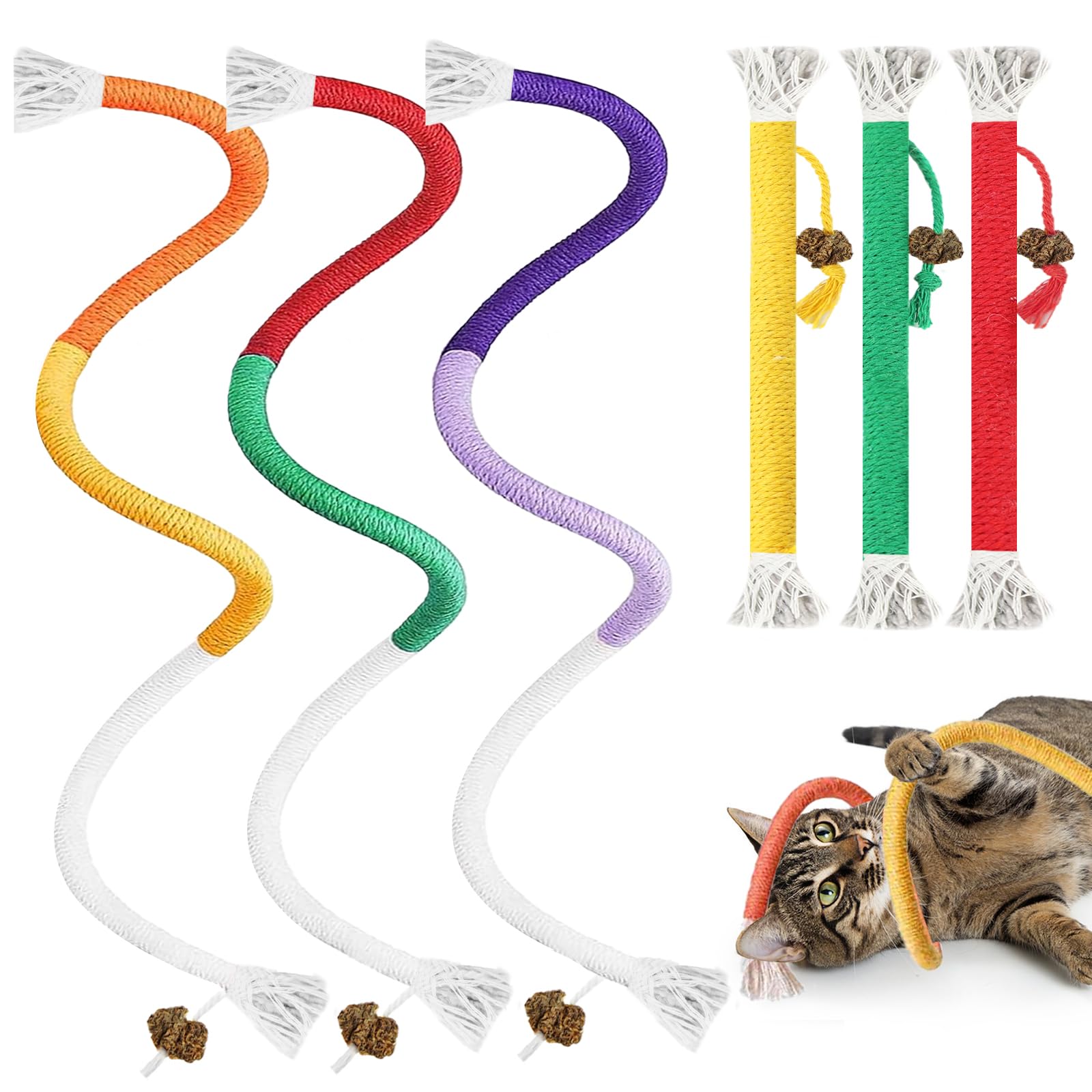 Juguete Tocirelo gato cuerda masticable seis-unidades para juego y distraccion segura