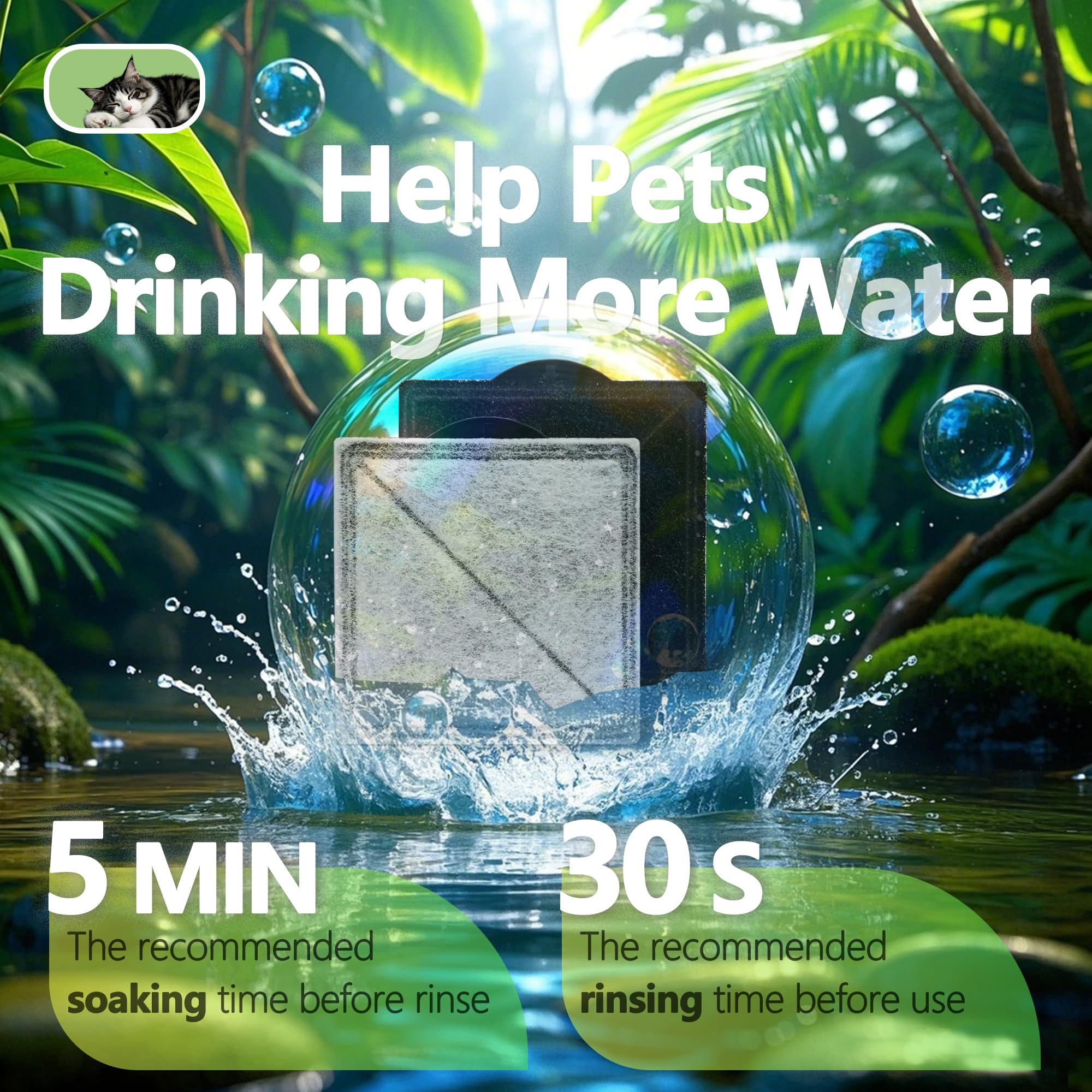 TOGGATH filtro carbón cuadrado para Viva Pet: agua más suave para beber.