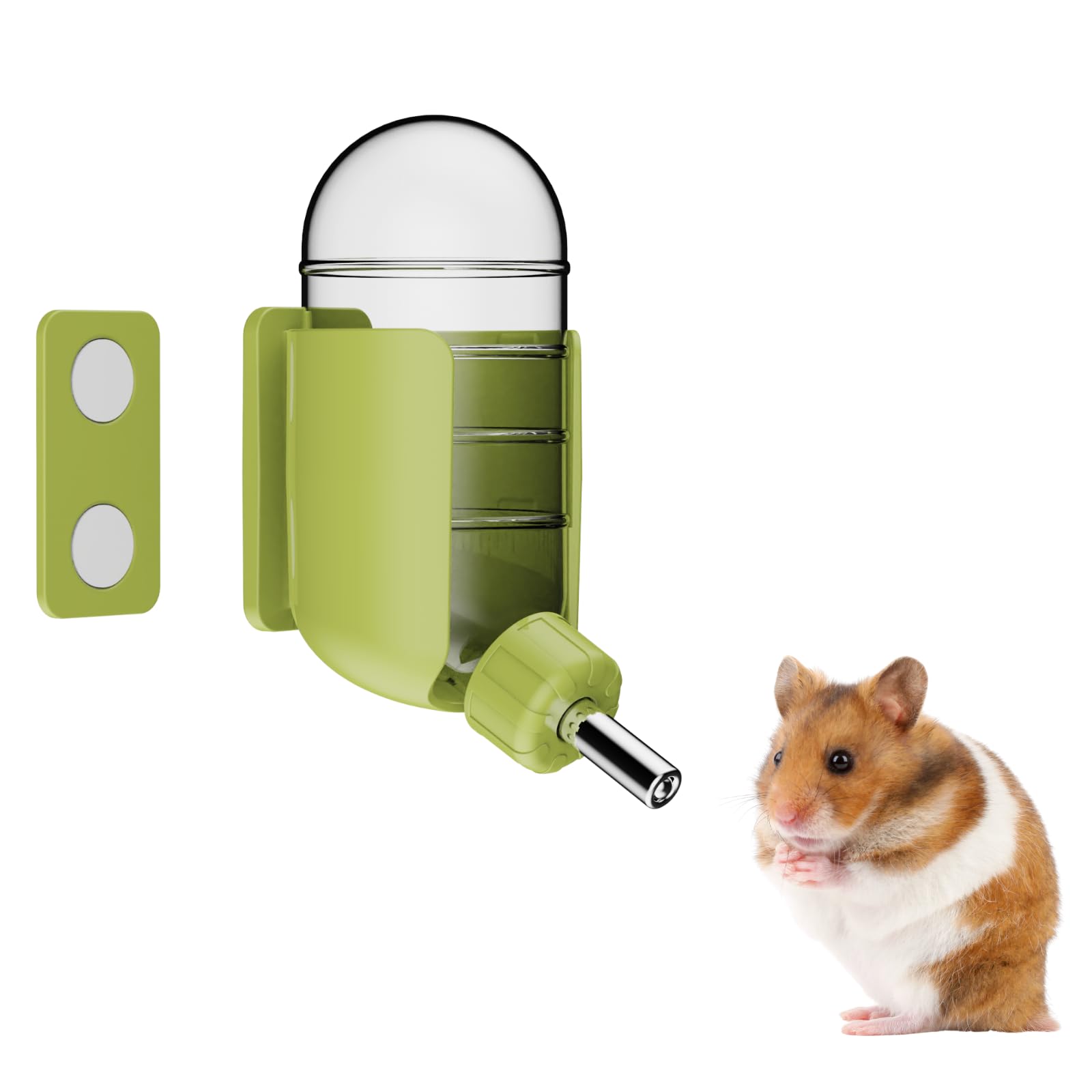 TOKAYIFE bebedero hamster magnetico verde 4oz para tanque de vidrio sin derrames
