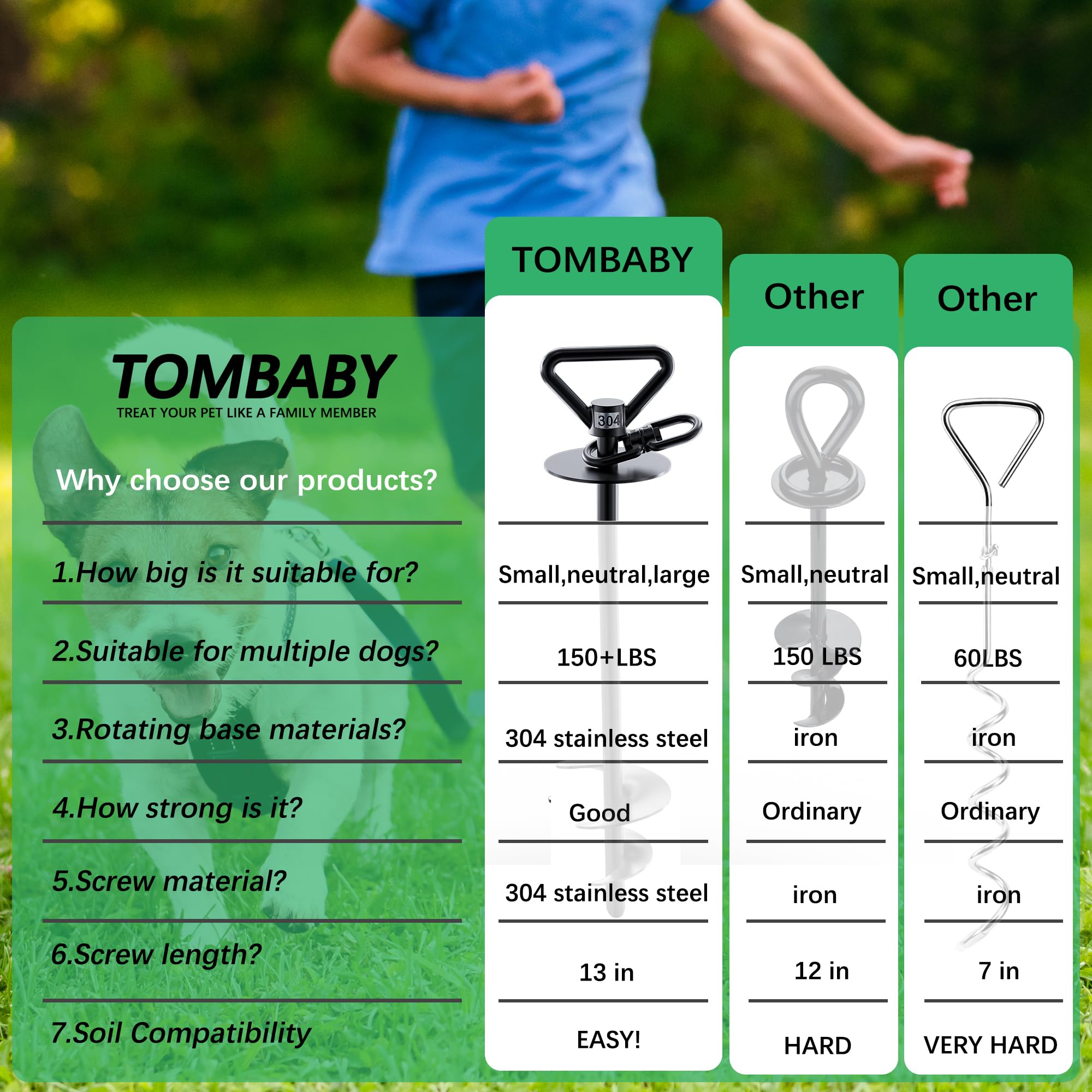 TOMBABY-instalacion-facil con pala y mango para fijar rápido.