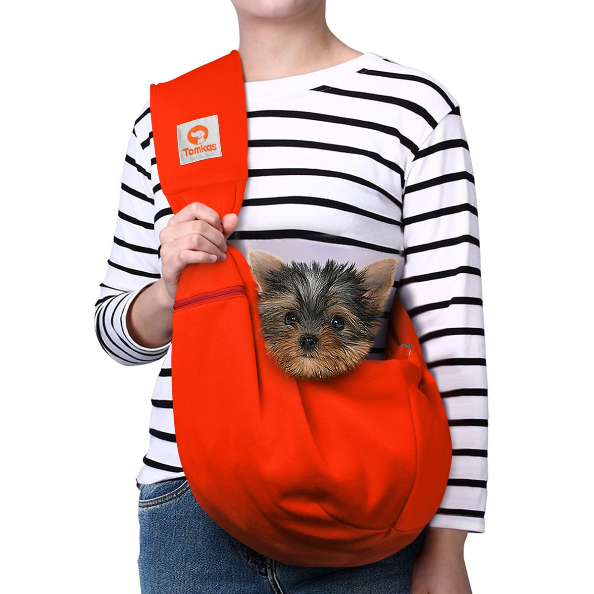 TOMKAS Bandolera para Perro Pequeño con cremallera frontal, fácil acceso a esenciales