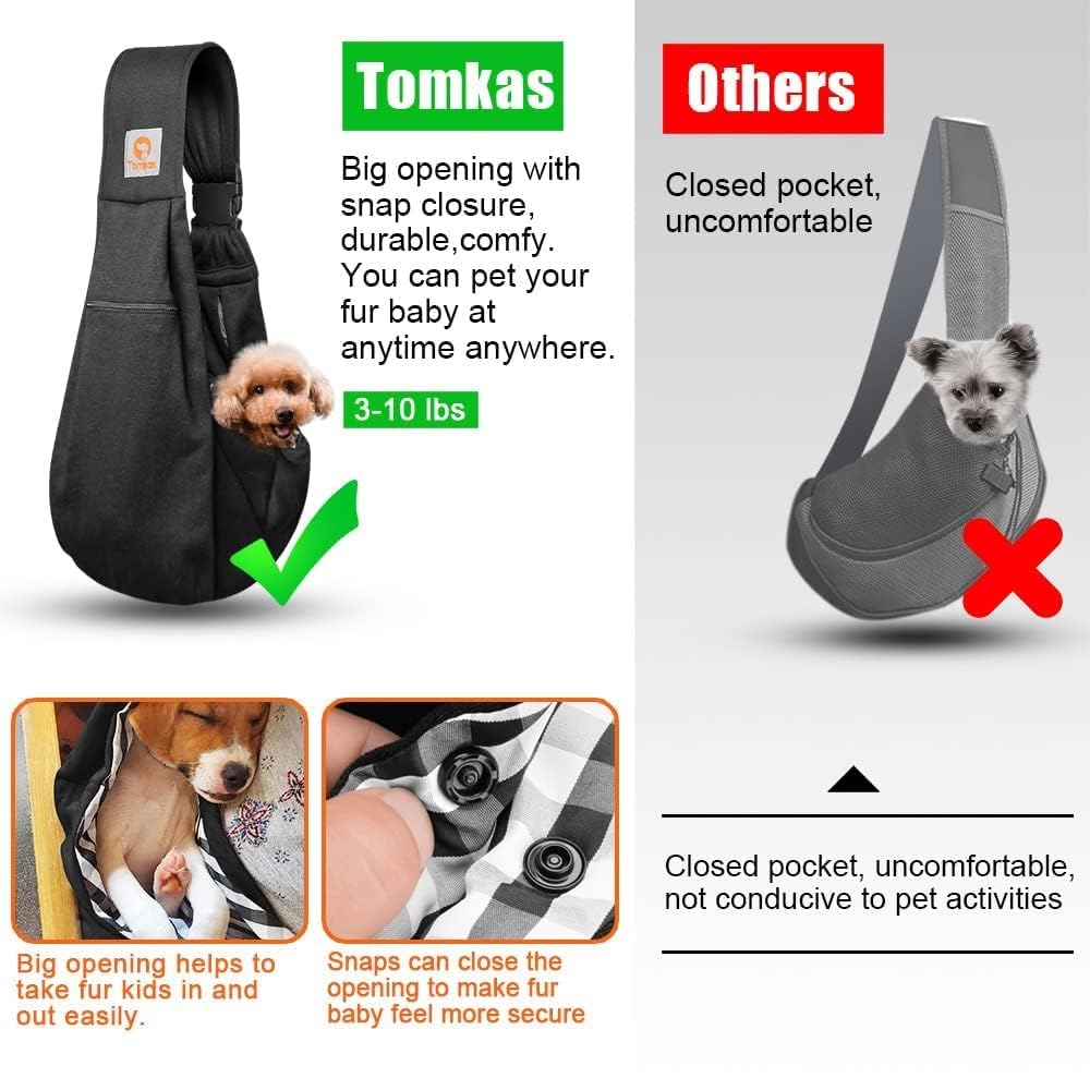 Tomkas Bandolera soporta mascotas de 1,4–4,5 kg, ideal para paseos ligeros.
