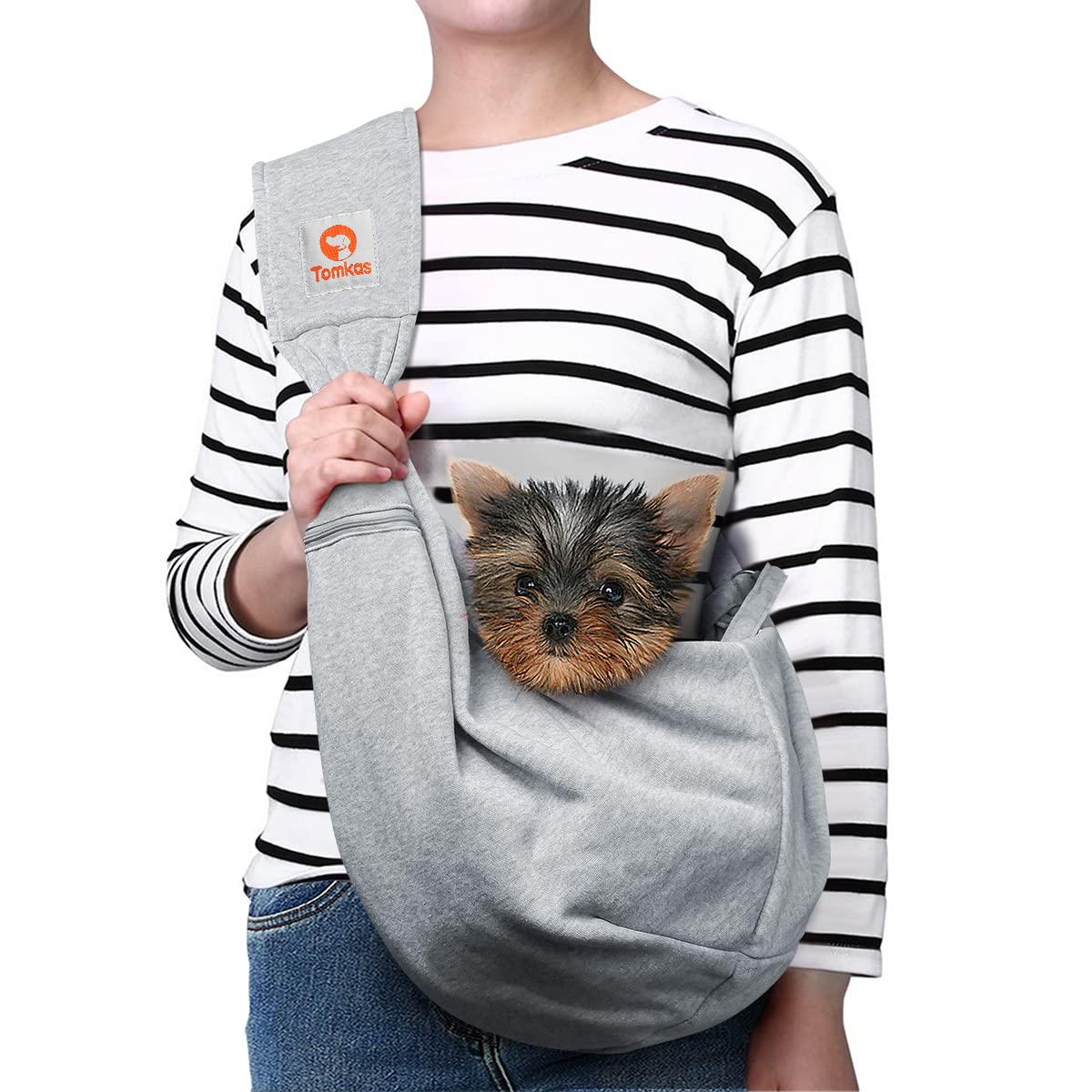 Tomkas portador-perro bandolera pequeño con cremallera frontal, ideal para guardar llaves y teléfono.