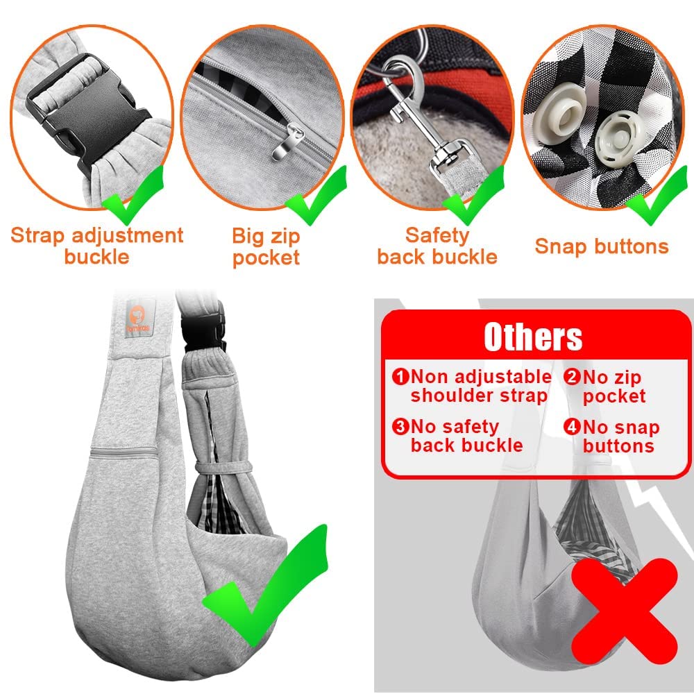 TOMKAS portador-perro-pequeño-gris-correa-ajustable, ideal para adaptarse.
