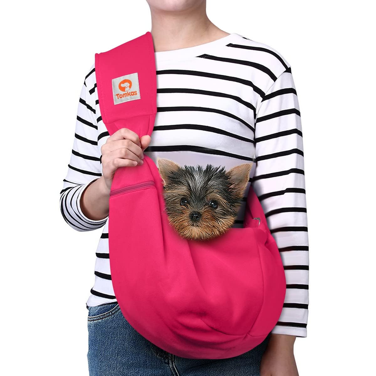 TOMKAS sling para perro pequeño en rosa, cómodo para paseos diarios
