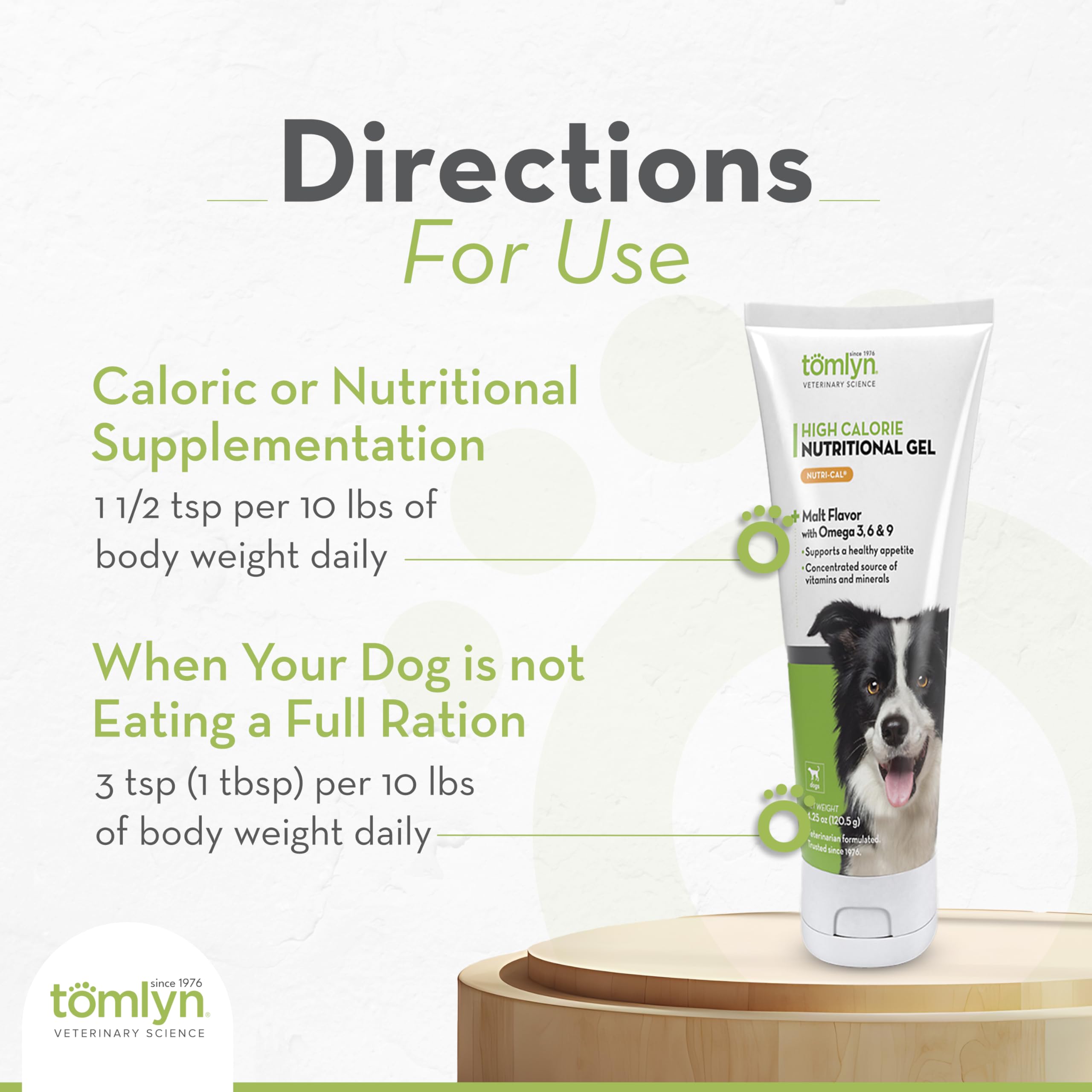 Tomlyn Nutri-Cal, dosis directa, simplifica la administración cotidiana.