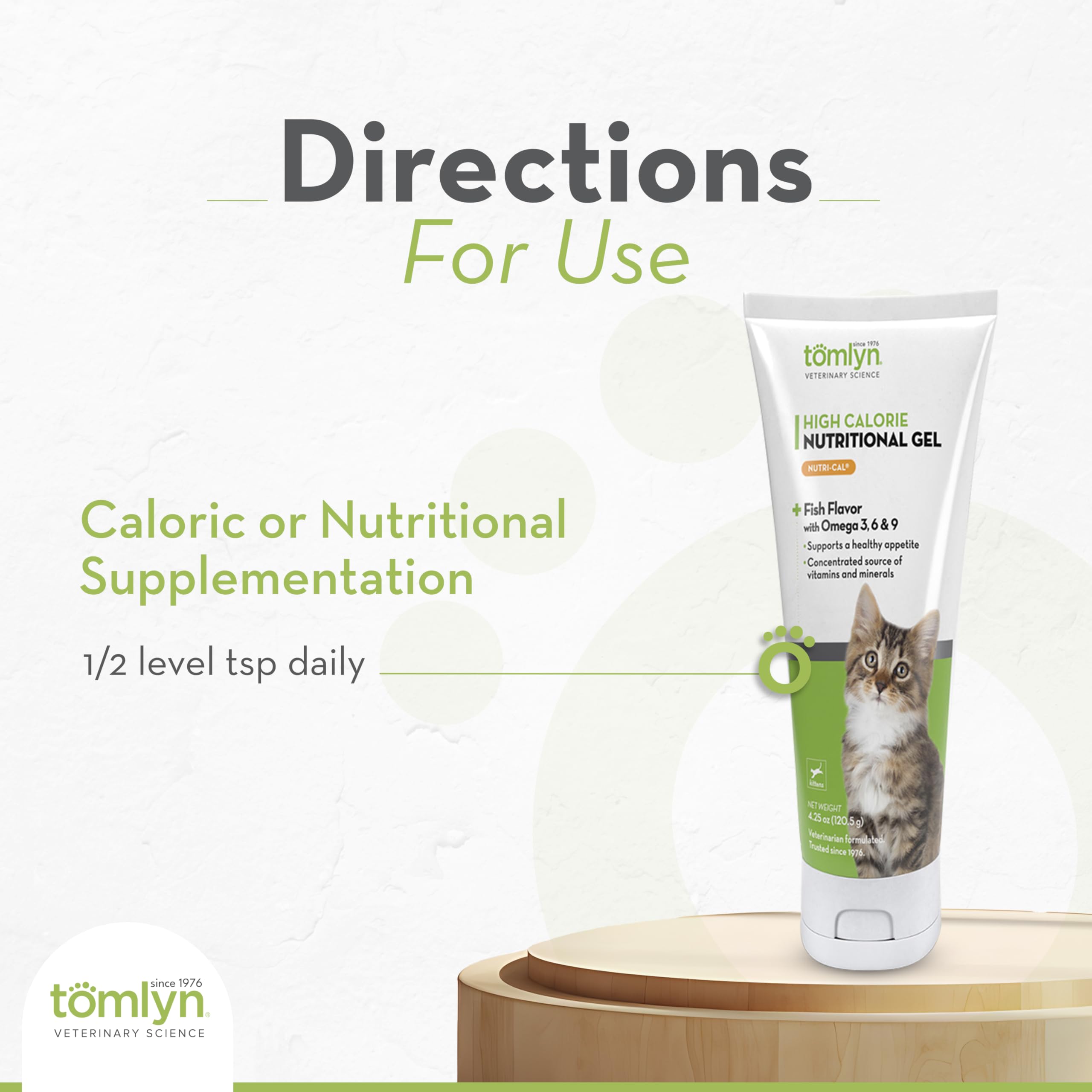 Tomlyn Nutri-Cal gel, ingredientes con Omega 3-6-9 para piel y articulaciones.