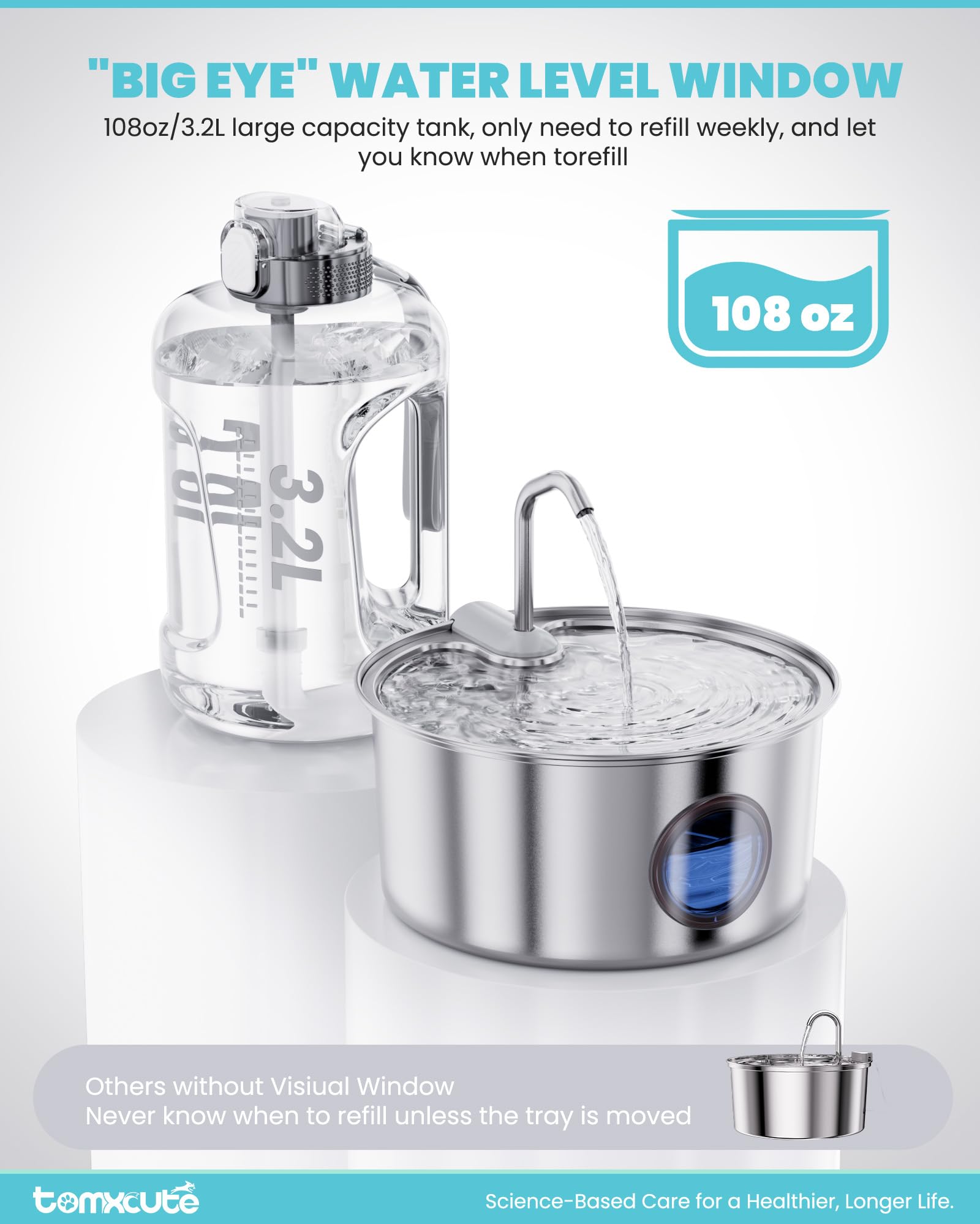 Tomxcute bebedero para gatos, diseno higienico, menos contacto con agua sucia.