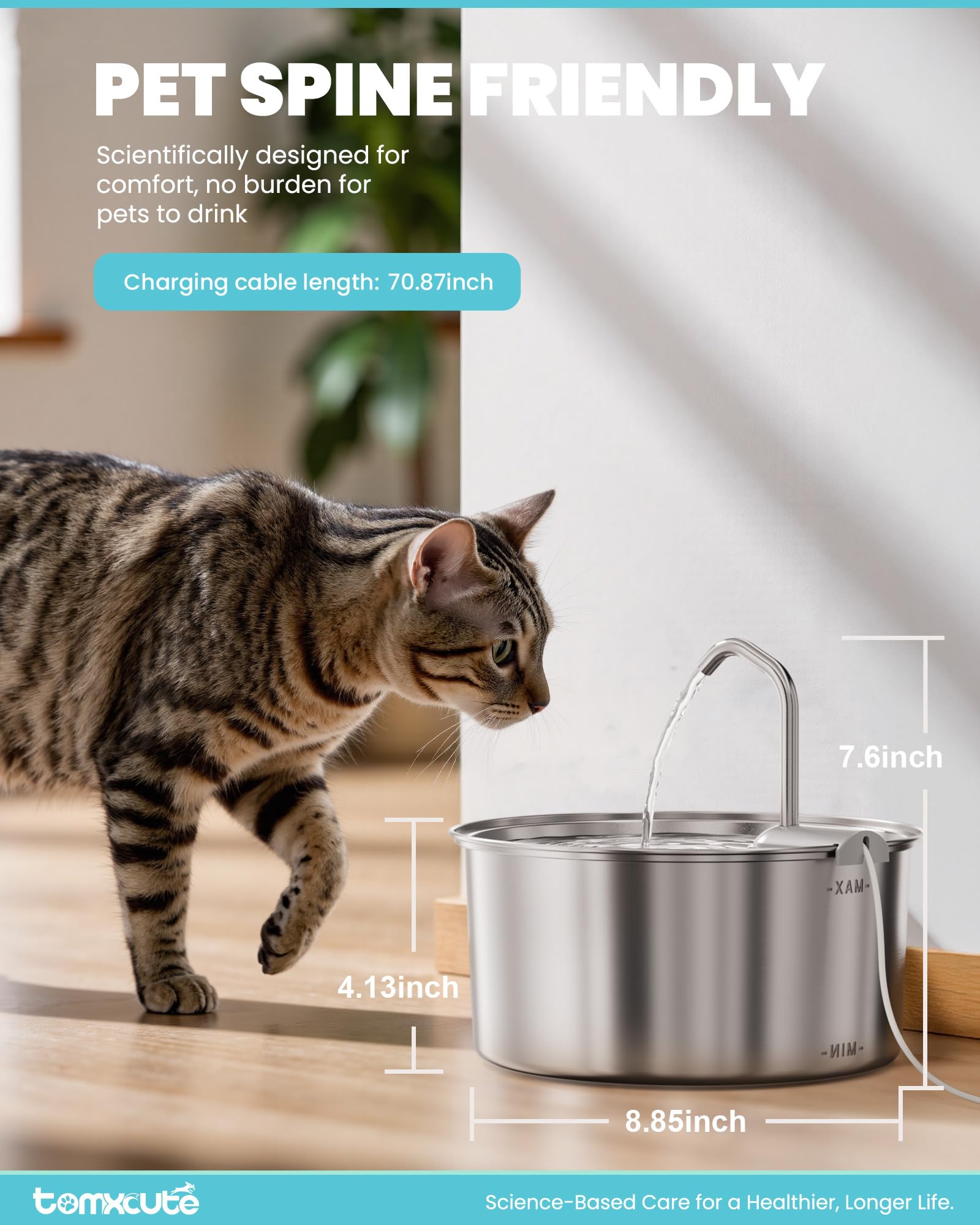 Tomxcute bebedero para gatos, gran capacidad 3,2 L, disponible para varios días.
