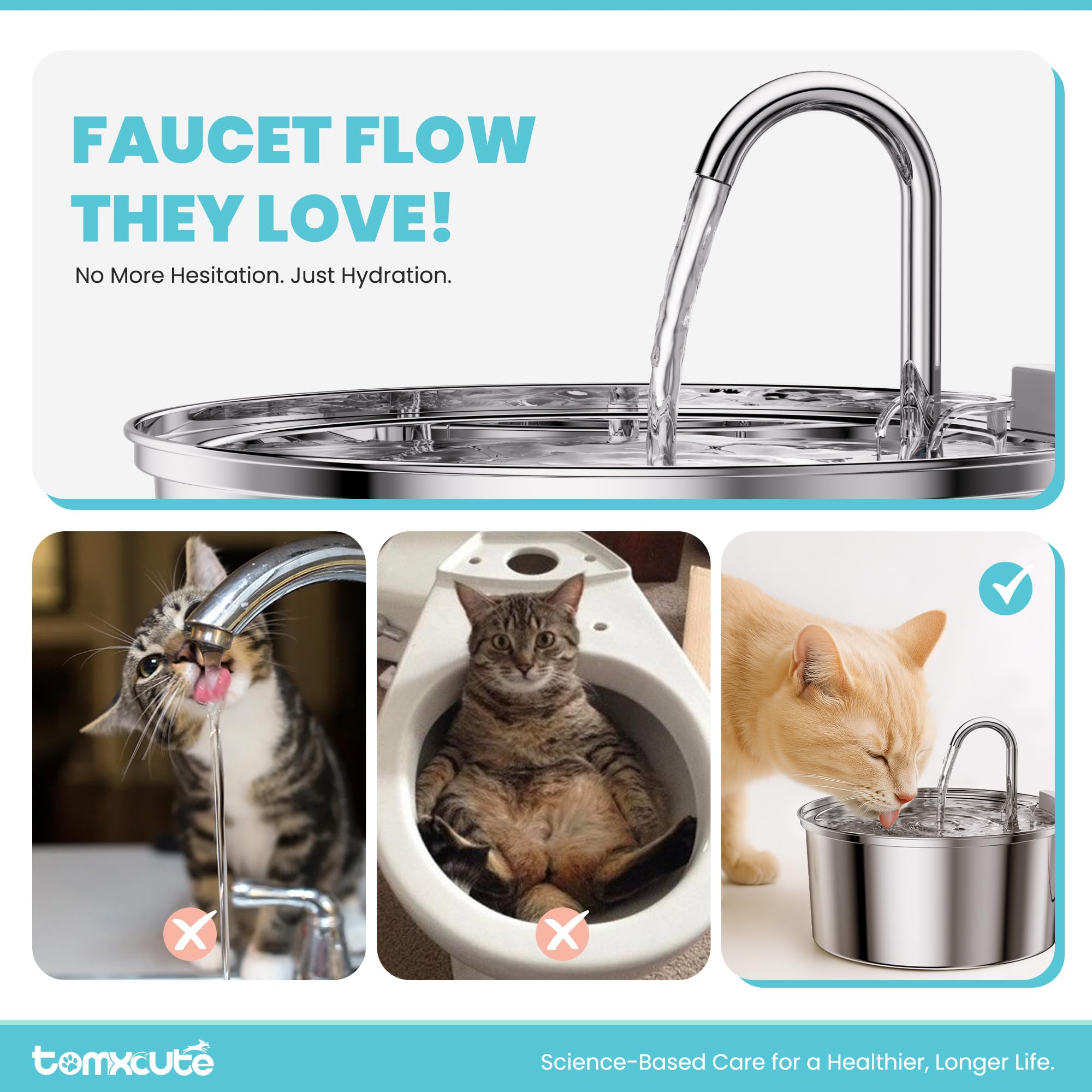Tomxcute sistema de filtración cuádruple para agua más fresca.