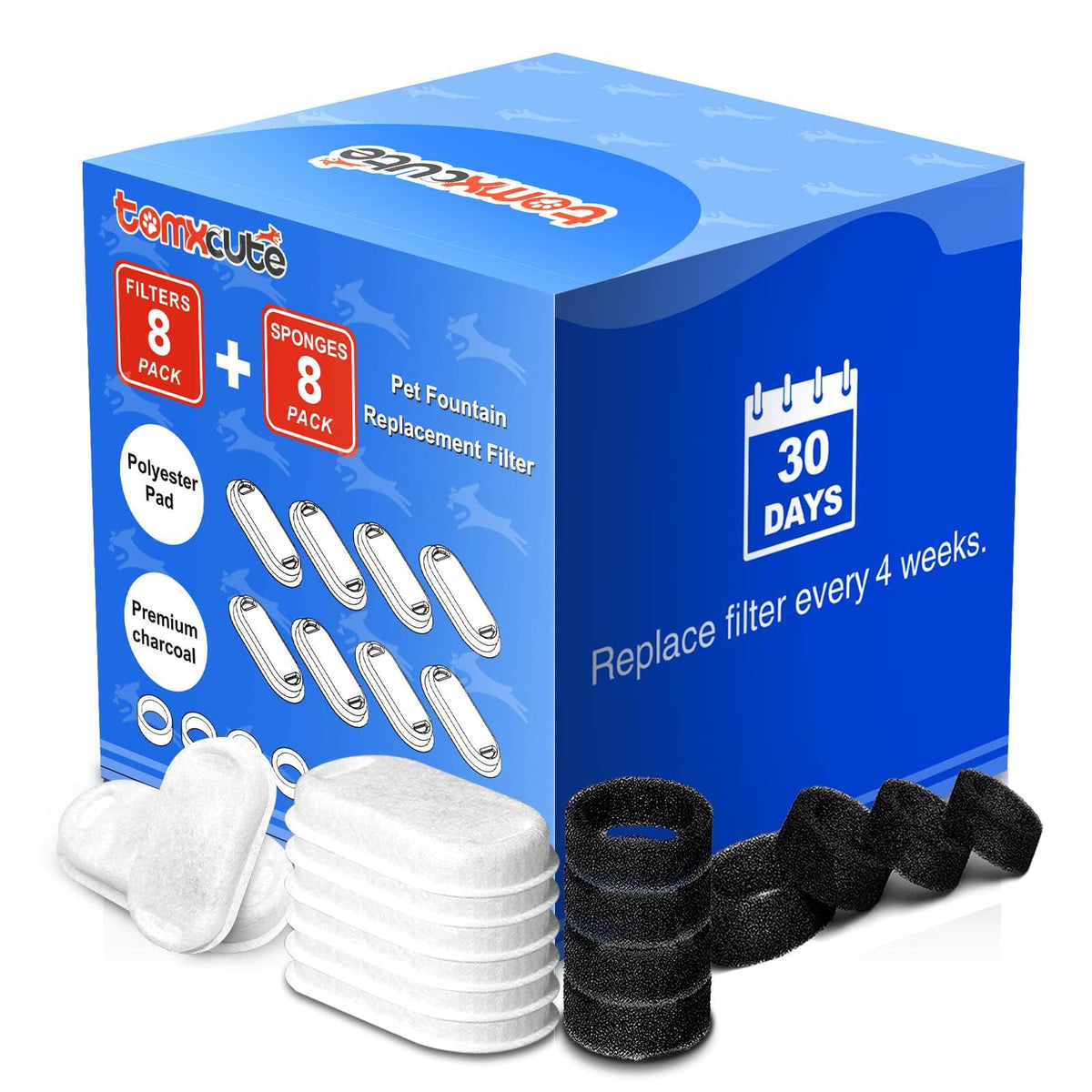 Tomxcute: filtro para fuente de gato 108oz con 3 capas, mantiene el agua limpia.