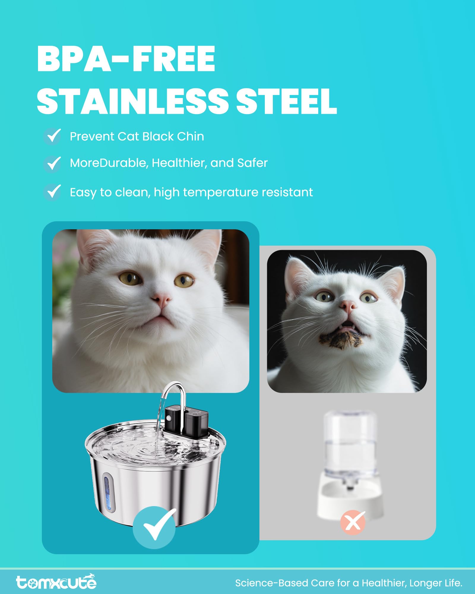 tomxcute modos-agua-inteligentes, opciones de bebida para cada mascota.