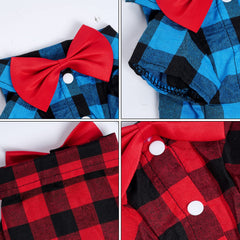 Tongcloud camisa cuadros perro media rojo negro: favorece reuniones y fotos divertidas.