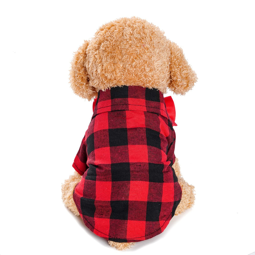 Tongcloud conjunto camisas cuadros perro media con lazo: ideal para eventos y sesiones de fotos.