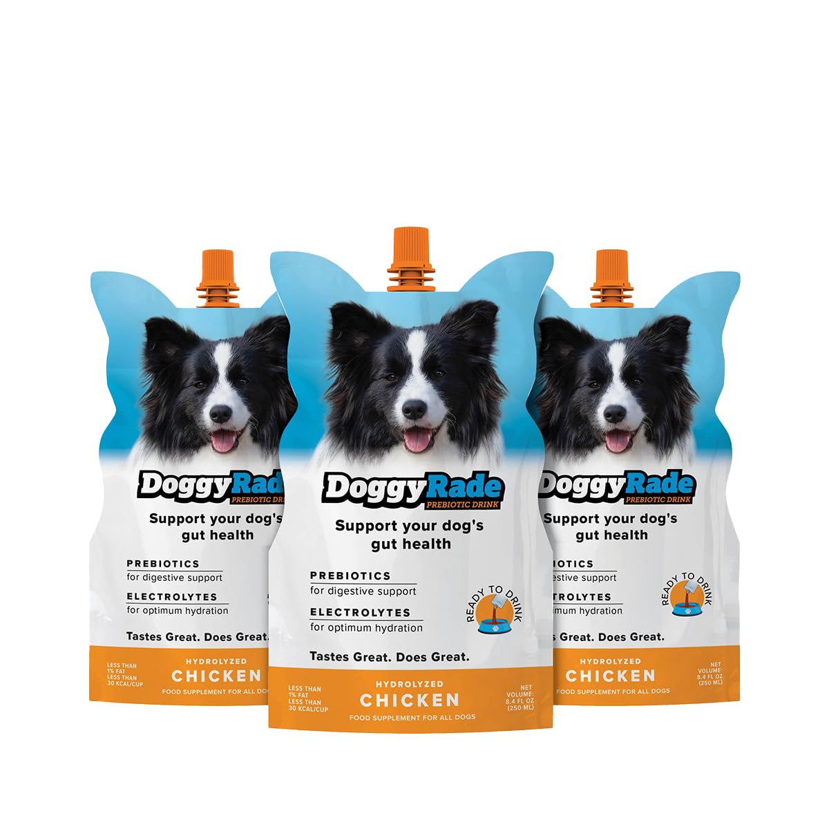 Tonisity DoggyRade bolsa lista para beber, maximiza la hidratación de tu perro durante el paseo.