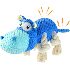 TOOPTATE hipopotamo azul frente: juguete resistente para perros grandes que mastican.