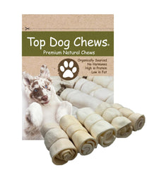 Top Dog Chews rollos de carrillera de res de 6 pulgadas para masticar de larga duración