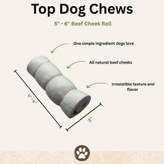 Top Dog Chews rollos resistentes sin cuero crudo para mordedores agresivos